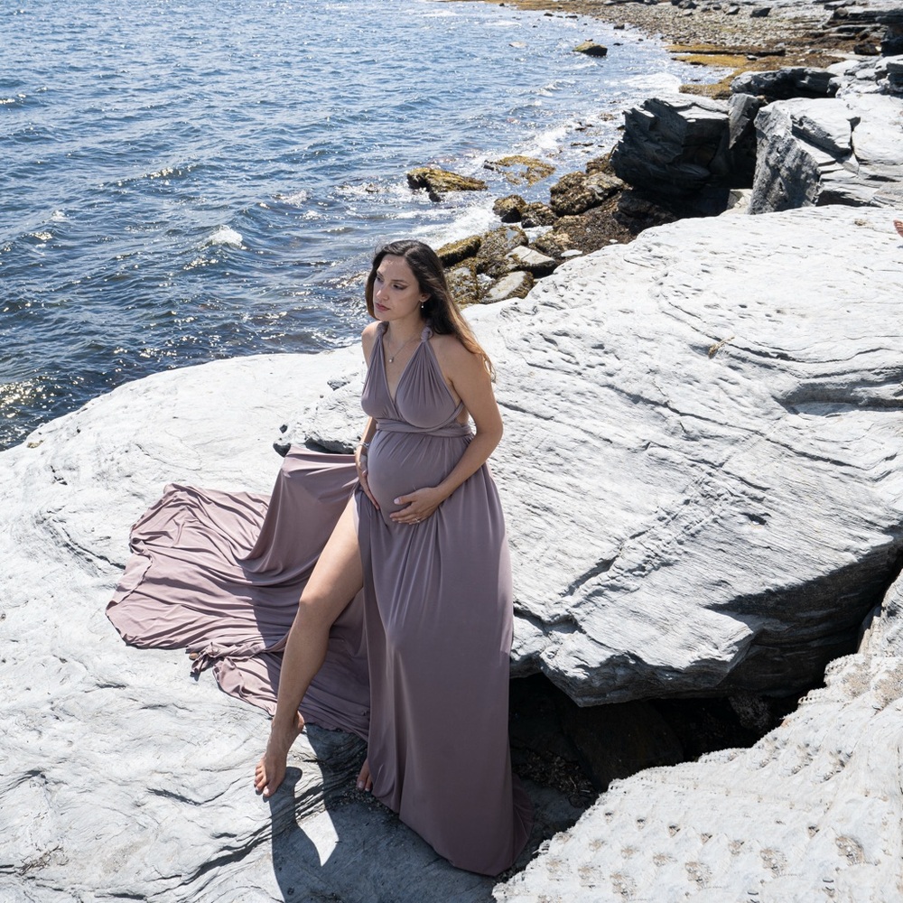 Elegant Mauve Maternity Maxi Dress